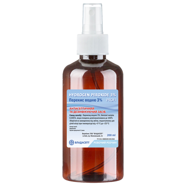 Антисептик «HYDROGEN PEROXID 3% profi» (Перекис водню 3%), флакон, 200 мл, спрей